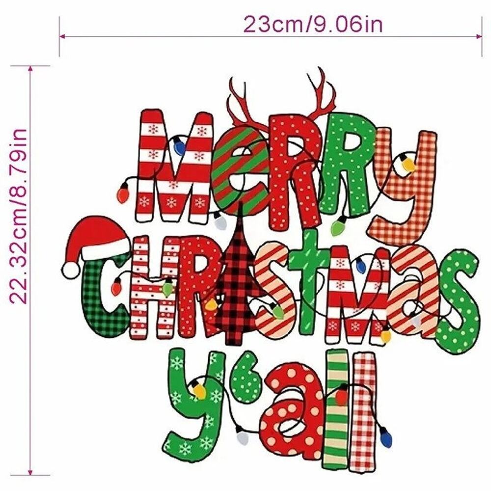 Merry Christmas Y'all Design Trendy Iron-on Heat Transfer